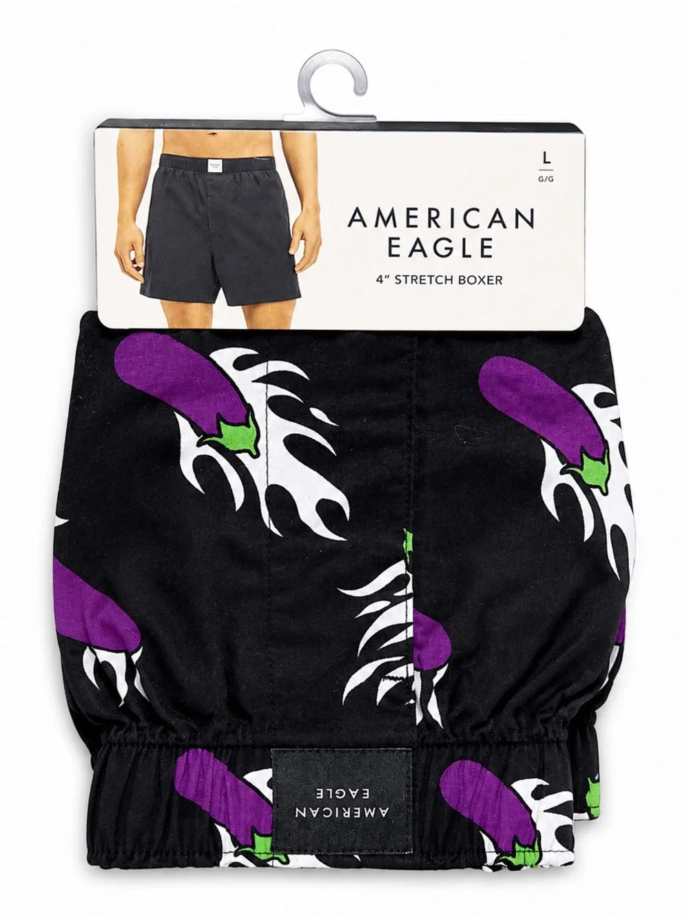 NWT American Eagle Eggplant Print 4” Stretch Boxers Men’s Large